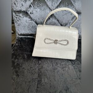 AKIRA White Croc-Embossed Bag